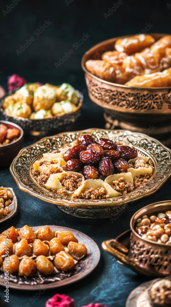 Poster A table filled with various types of food, perfect for event or party use