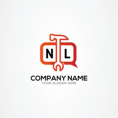 Services Icon or Chat Logo With Letter NL Logo Isolated Vector Illustration