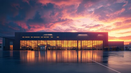 Fototapeta premium Industrial Building Sunset