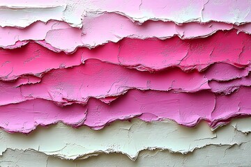 Layers of textured pink paint arranged in horizontal stripes