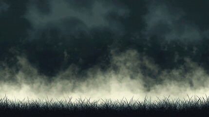 Fototapeta premium Mysterious Fog Rolling Over Grassy Field