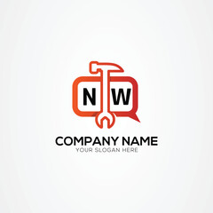 Services Icon or Chat Logo With Letter NW Logo Isolated Vector Illustration