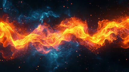 Abstract fiery and icy cosmic river digital art