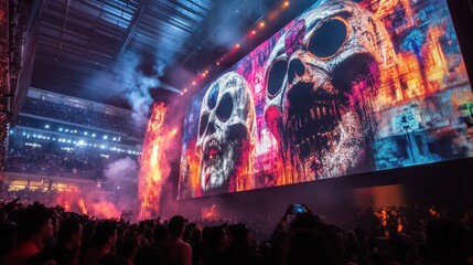 High energy lucha libre wrestling event at arena with dramatic visuals and enthusiastic crowd