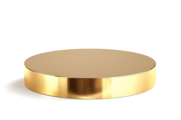 a gold plate on a white background cutout image and isolated on transparent background 