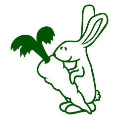 Rabbit Carrot Carrot Eat Huge Big Hunger Delicious Design Lover Art Vector Illustration Card T-Shirt Poster Sticker Graphic Print Decorative Drawing Isolated Logo Decoration Symbol Creative Cool Style