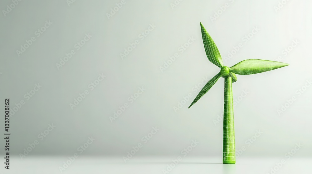 Aufkleber digital abstract green wind turbine with geometric design elements