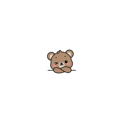 Fototapeta premium Cute teddy bear arms crossed and winking eye cartoon, vector illustration