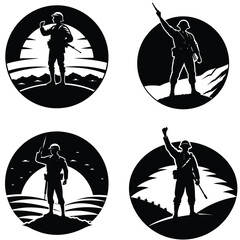 silhouettes of people USA army