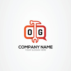 Fototapeta premium Letter OG Logo With Services Icon or Chat Logo Isolated Vector Illustration