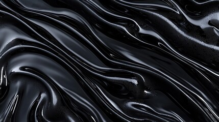 Abstract black liquid flowing, rippled texture