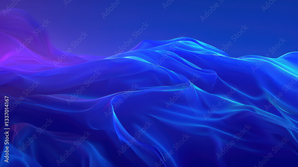 Wall mural smooth gradient waves in shades of blue create serene and calming atmosphere. flowing texture evokes