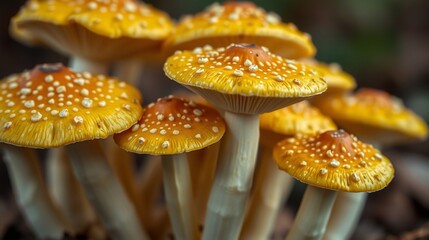 Obraz premium Vibrant Cluster of Amanita Muscaria Mushrooms in Natural Habitat