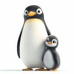 A cute pair of penguins standing together.