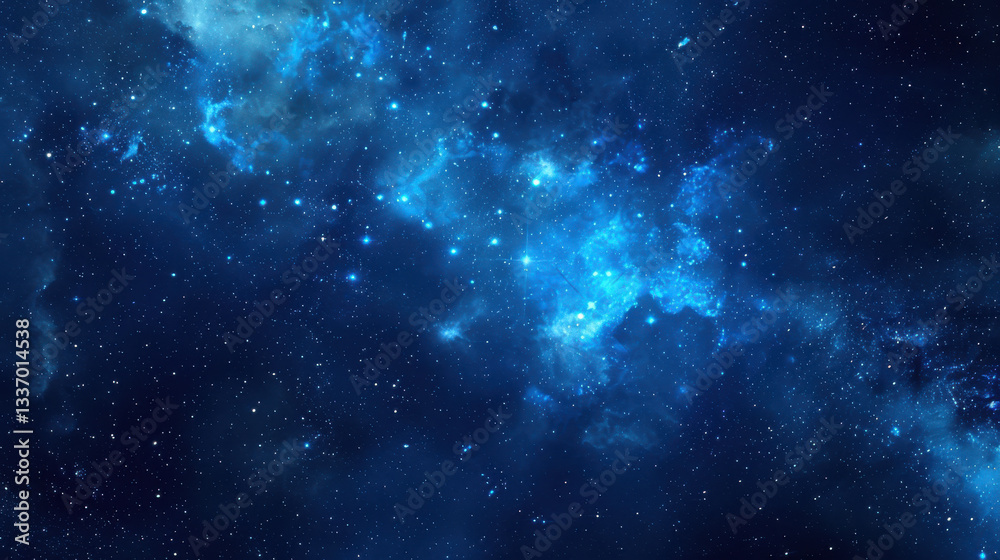 Wall mural stunning cosmic blue background filled with stars and nebulae, creating smooth gradient effect