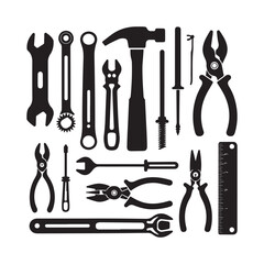 set of tools silhouettes