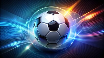 Obraz premium Dynamic Soccer Ball with Neon Light Effects – Futuristic Sports Concept with Energy Motion
