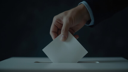 hand placing ballot into voting box, symbolizing democracy and civic duty