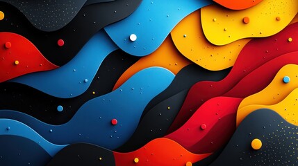 Obraz premium Colorful abstract paper waves background with dots