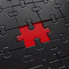 black puzzle with missing piece