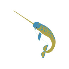 Narwal of the sea mid century modern design © Jen