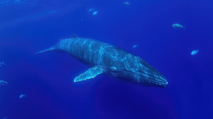 Fototapeta premium Majestic Humpback Whale in the Deep Blue Ocean