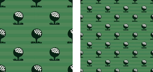 Golf Ball Golfing Sport Fun Seamless Vector Illustration Green Textile Tile Design