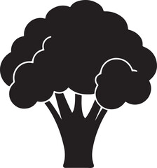 broccoli silhouette, black and white silhouette, vector and illustration