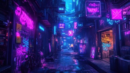 Cyberpunk Alleyway: Neon Dreamscapes