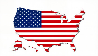 USA map highlighted with flag colors, patriotic symbolism