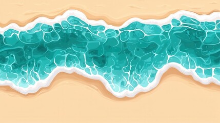 Obraz premium Ocean Waves Crashing on Sandy Beach Aerial View