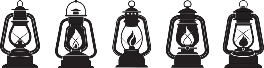 set of kerosene silhouette, black and white silhouette, vector and illustration © 69creativedesigner