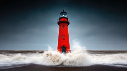 Obraz premium A lighthouse standing tall against crashing waves on the Oregon coast