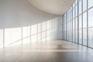 Obraz premium White wall in a modern office interior floor architecture minimalist.