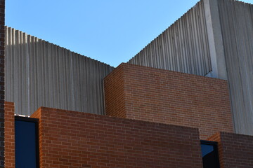 Corners of large government building. Several different building materials.