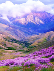 Obraz premium lavender field in the mountains