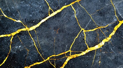 Obraz premium Dark marble surface with gold veins; close up, background abstract, for interior design or art use