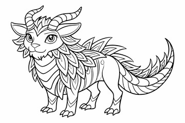 Coloring page line art black silhouette vector