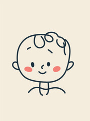 cute baby in a funny doodle style, light lines