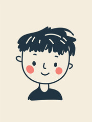 graphic portrait of a child, rounded shapes, warm mood