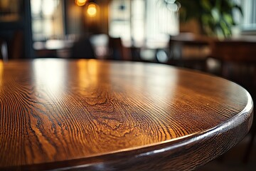Obraz premium Close up view of a detailed wooden table surface