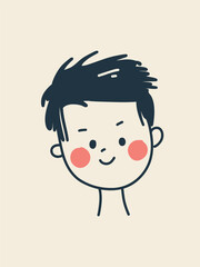 stylized child portrait, minimalist flat design