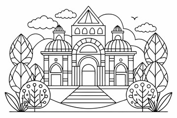 Fototapeta premium Coloring page line art black silhouette vector