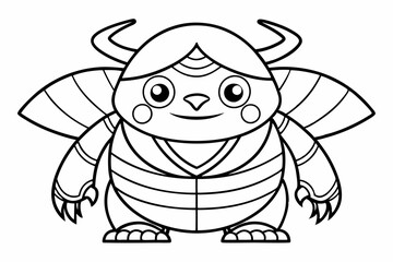 Coloring page line art black silhouette vector