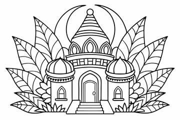 Coloring page line art black silhouette vector