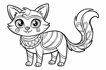 Coloring page line art black silhouette vector