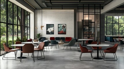 Fototapeta premium Modern Empty Home Office Room Interior With Blank Wall, Computer, Table, Bookshelf Mockup Frame -Ai