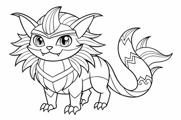 Coloring page line art black silhouette vector