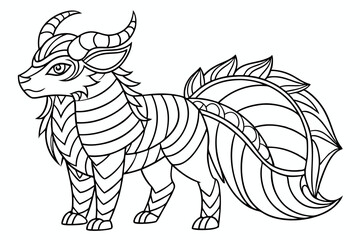 Coloring page line art black silhouette vector