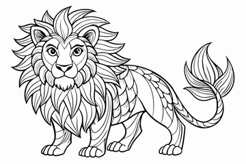 Coloring page line art black silhouette vector